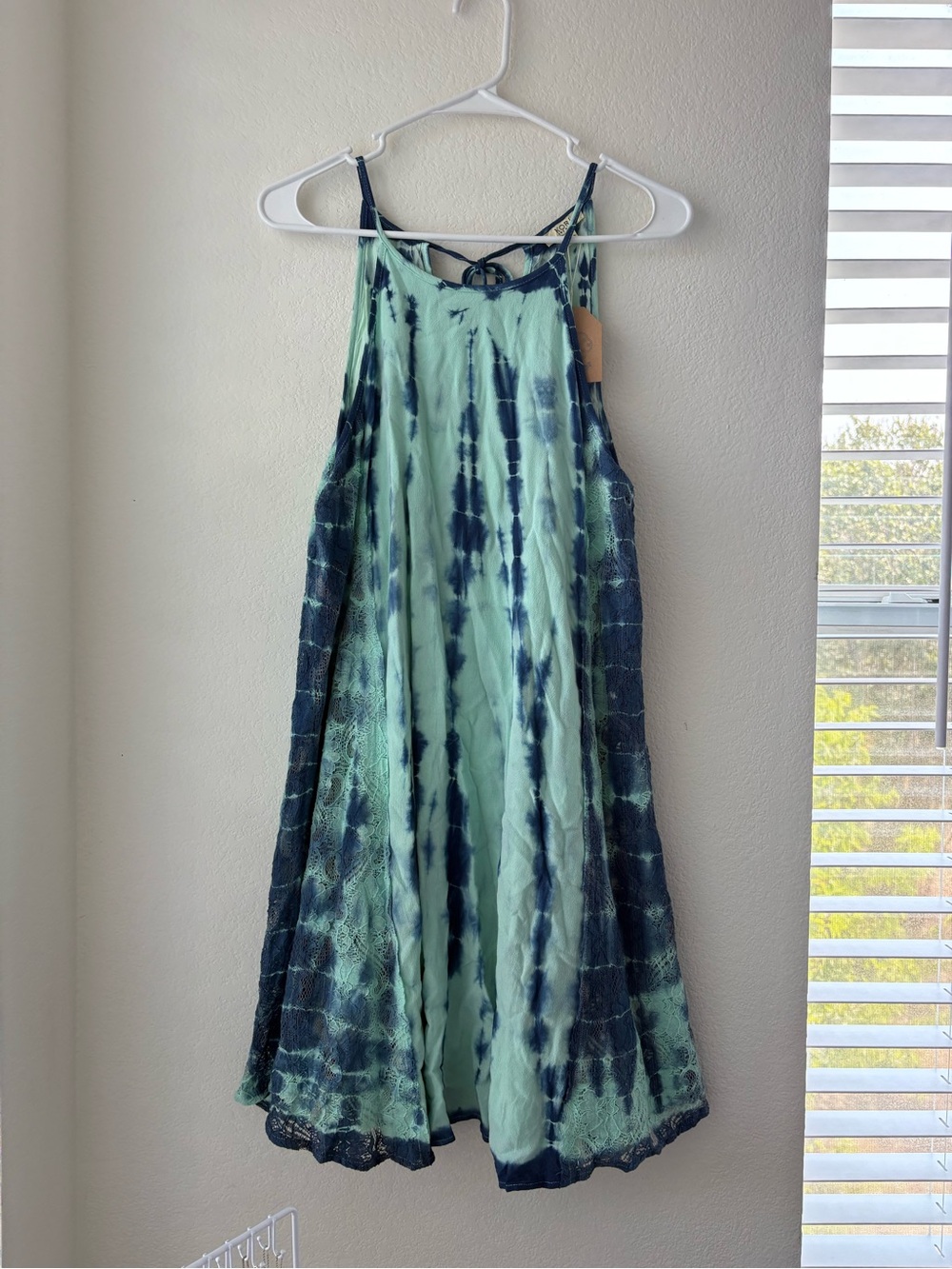 NWT KORI Mint and Navy Tie-Dye Sundress with Crisscross Back